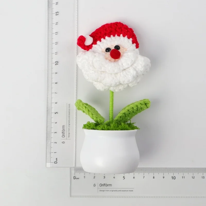 نباتات محشوة سانتا كلوز اليدوية الكروشيه محبوك الزهور الأواني الجدول ديكور المنزل هدايا عيد الميلاد عيد الميلاد للأطفال