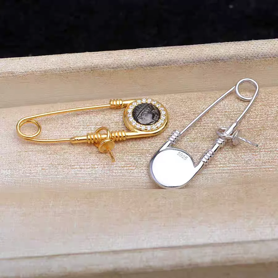 925 Sterling Silver Brooch Mounts Base Findings Settings Mountings Jewelry Fittings for 8-11mm Pearls 3pcs/lot