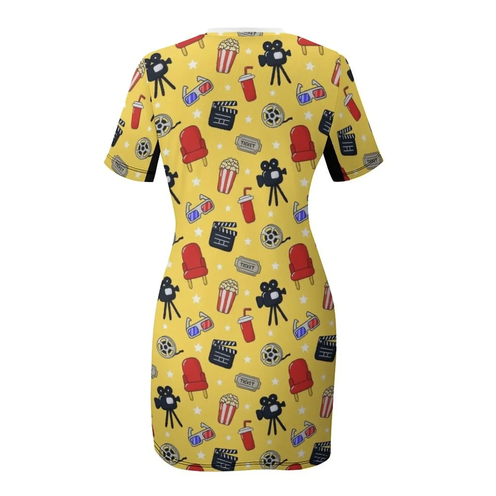 ชุดเดรสแขนสั้นลายภาพยนตร์ตลกๆ สำหรับผู้หญิง ชุดเดรสยาวสำหรับงานพรอม ฤดูร้อน 2025