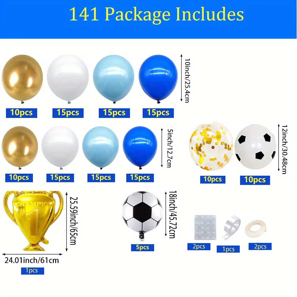 141pcs Football Themed Balloon Garland Arch Kit,suitable for Football Game Events,birthday Parties,anniversary Celebrations, Etc