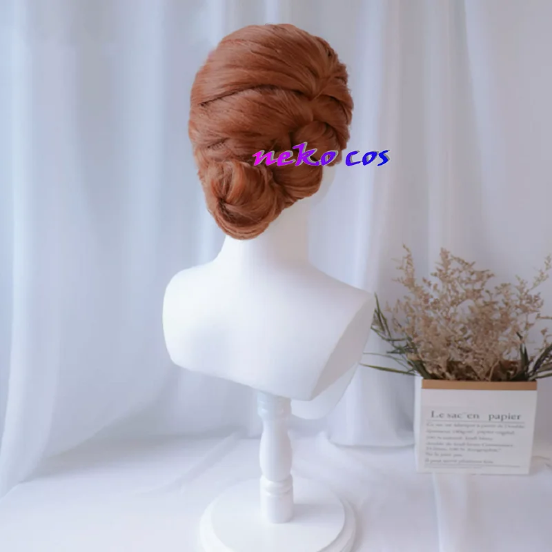 Top Qualtiy Braids Short Natural Brown Mix Blonde Anna Updo Synthetic Hair Cosplay Wig + Wig Cap