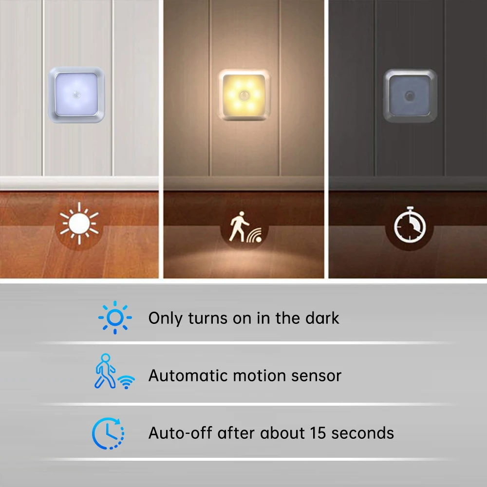 무선 캐비닛 조명, 모션 센서, 야간 조명, 벽 램프, 옷장 캐비닛 계단, 침실 복도 계단 실내 장식, 6LED
