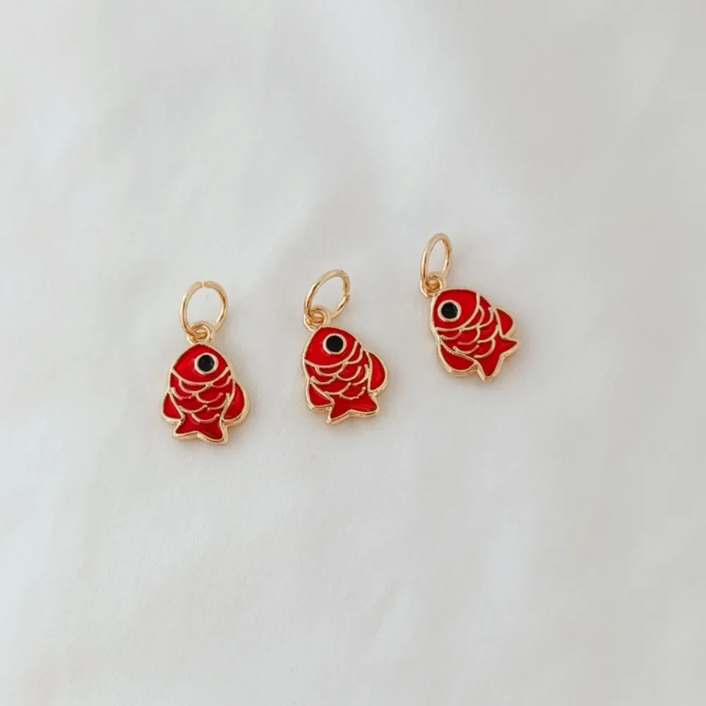 الملحقات: قلادة سمكة صغيرة حمراء مطلية بالذهب عيار 14 قيراط، سوار، قلادة، قلادة، إكسسوارات مجوهرات مصنوعة يدويًا #4