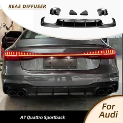 PP Car Rear Body Kits Rear Bumper Diffuser Lip For Audi A7 Sline Quattro Sportback 4 Door 2019 2020 Non S7 with Exhaust Tips