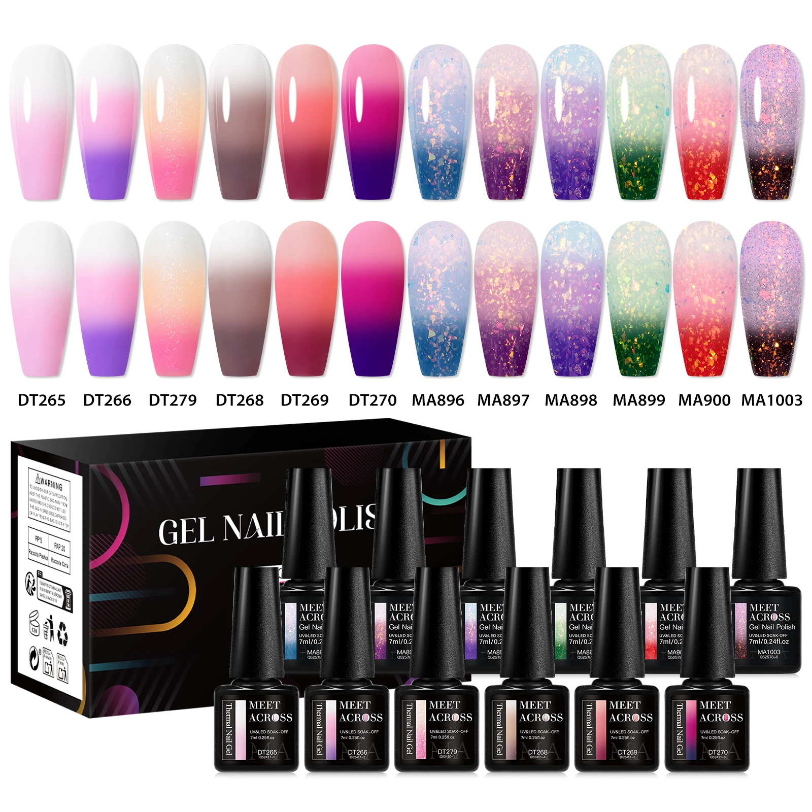 

12pcs Thermal Gel Nail Polish Set 3 Layers Temperature Color Changing Gel Semi Permanent Soak Off UV Gel Varnish Nail Supplies