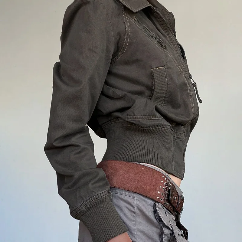 Retro Zipper Jackets Coats Y2k Streetwear Fall Clothes 2024 Women New in Outwears