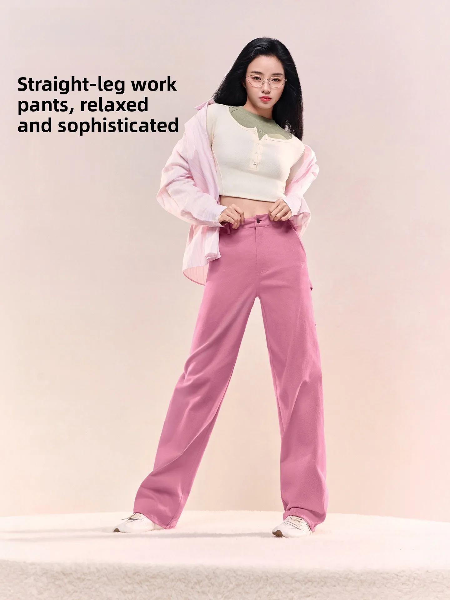 

Slimming Straight Leg Workwear Pants SIINSIIN Women's Casual Versatile Loose Fit French Work Pants Comfortable Cotton Blend