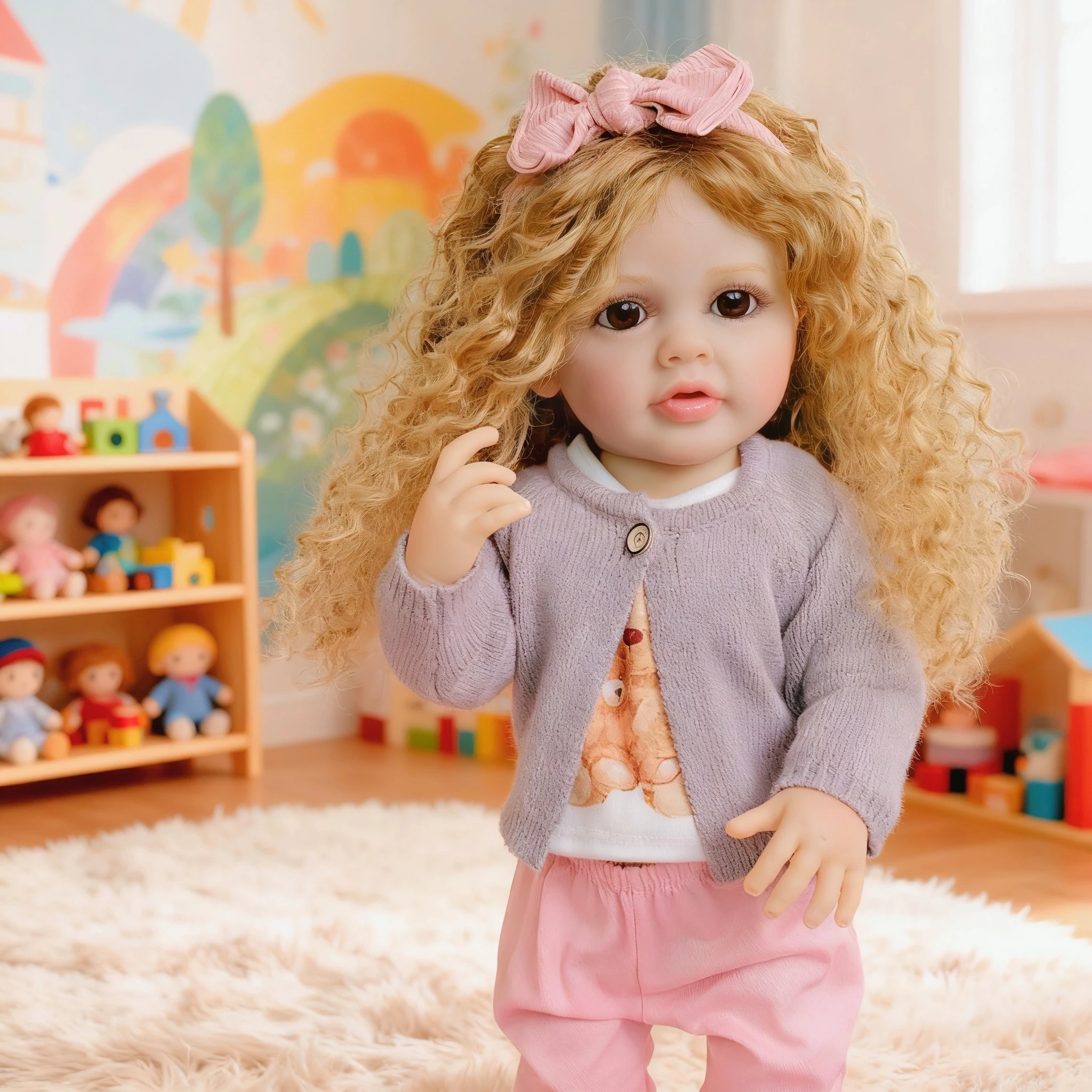 22 pollici/55 cm intero corpo in vinile rinato bambina principessa Betty pittura dettagliata a mano parrucca capelli giocattolo impermeabile per ragazze