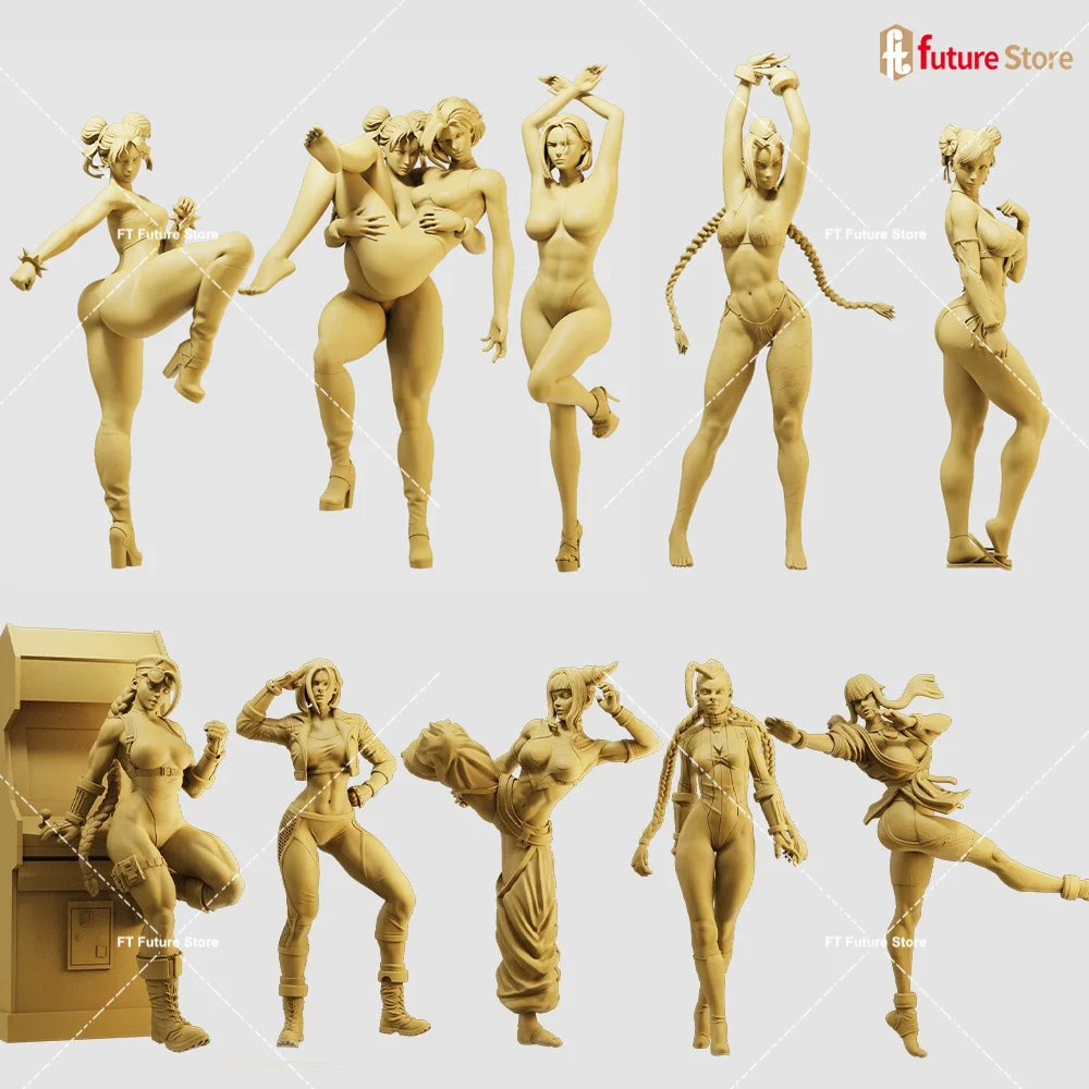 

3D Print Miniature 1/64 1/43 1/35 Chun Li Cammy Figure Fighting Girl Female Model Scene Mini Dolls Figurine Prop Crafts Decor