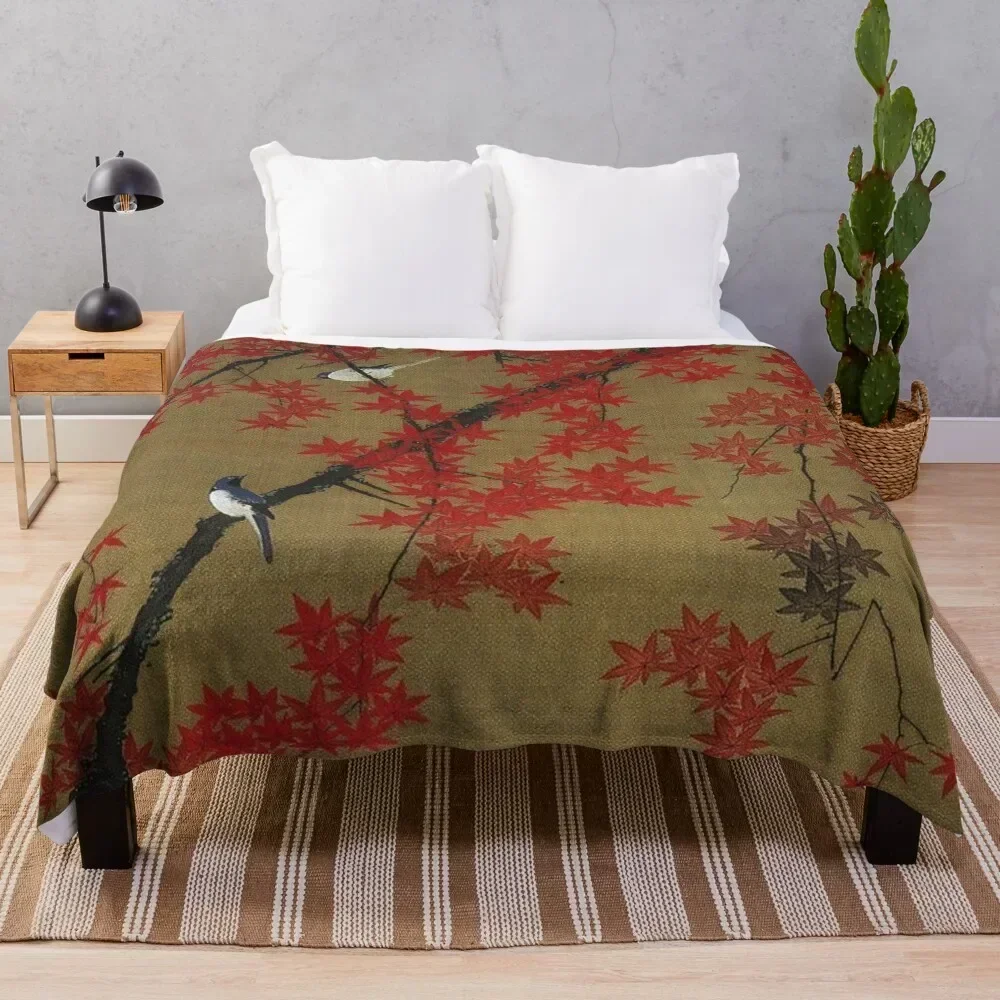 

Плед с изображением любимого художника Джакучу Ито: кленовое дерево и маленькие птицы, устойчивый к выцветанию, прочный плед.