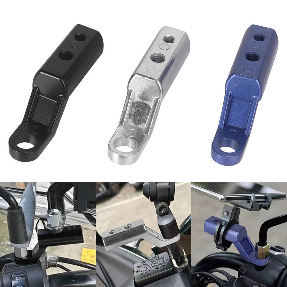 Blue Motorcycle Extender Bracket for Scooter ATV Rearview Mirror Mount Extension Bracket Universal Fixing Spotlight Phone Holder