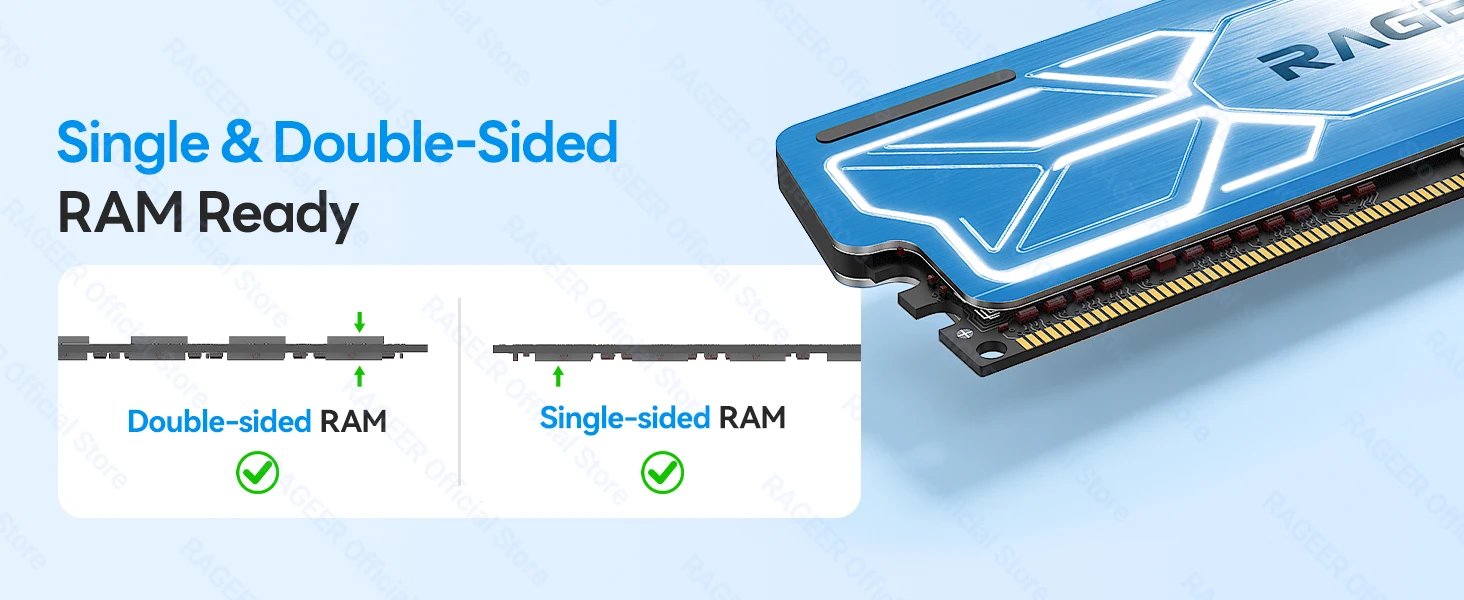 RAGEER Speicher-RAM-Kühler Armor Computer Selbstklebender Speicher-Kühlkörper PC-RAM für DDR2/DDR3/DDR4/DDR5 Ein- und Doppelseitiger RAM – Detail 5