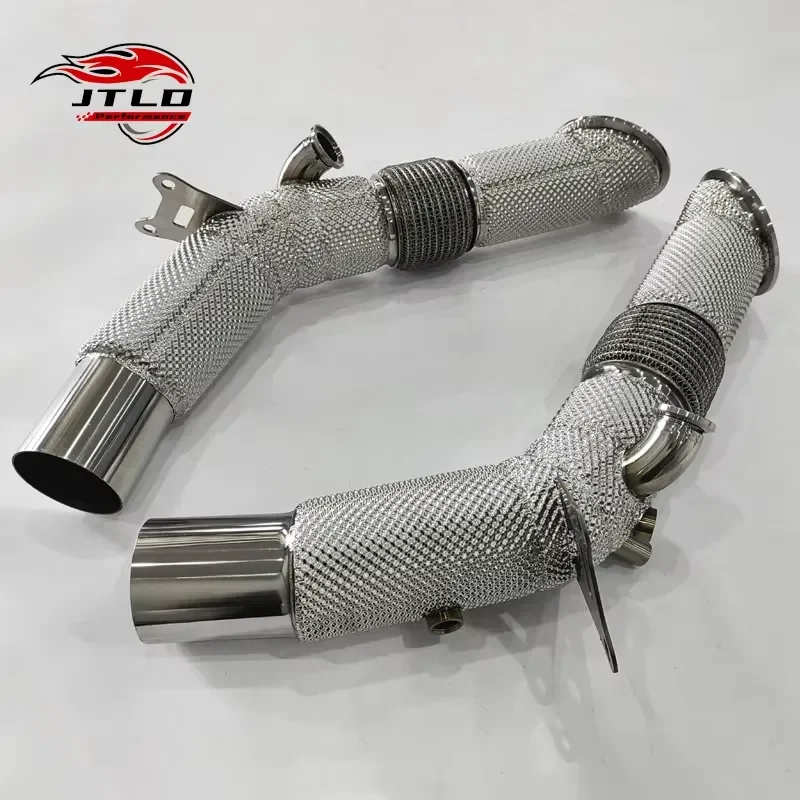 JTLD Stainless Steel Exhaust Downpipe for Ferrari SF90 Straight Pipe with Heat Shield