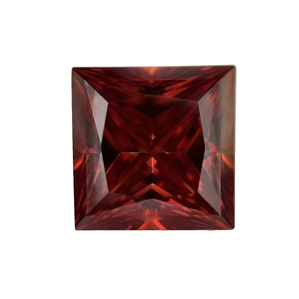 Moissanite Stone Loose Wholesale Garnet Color  Charms Gemstone  Princess Cut  for  Jewelry Making with GRA Certificate