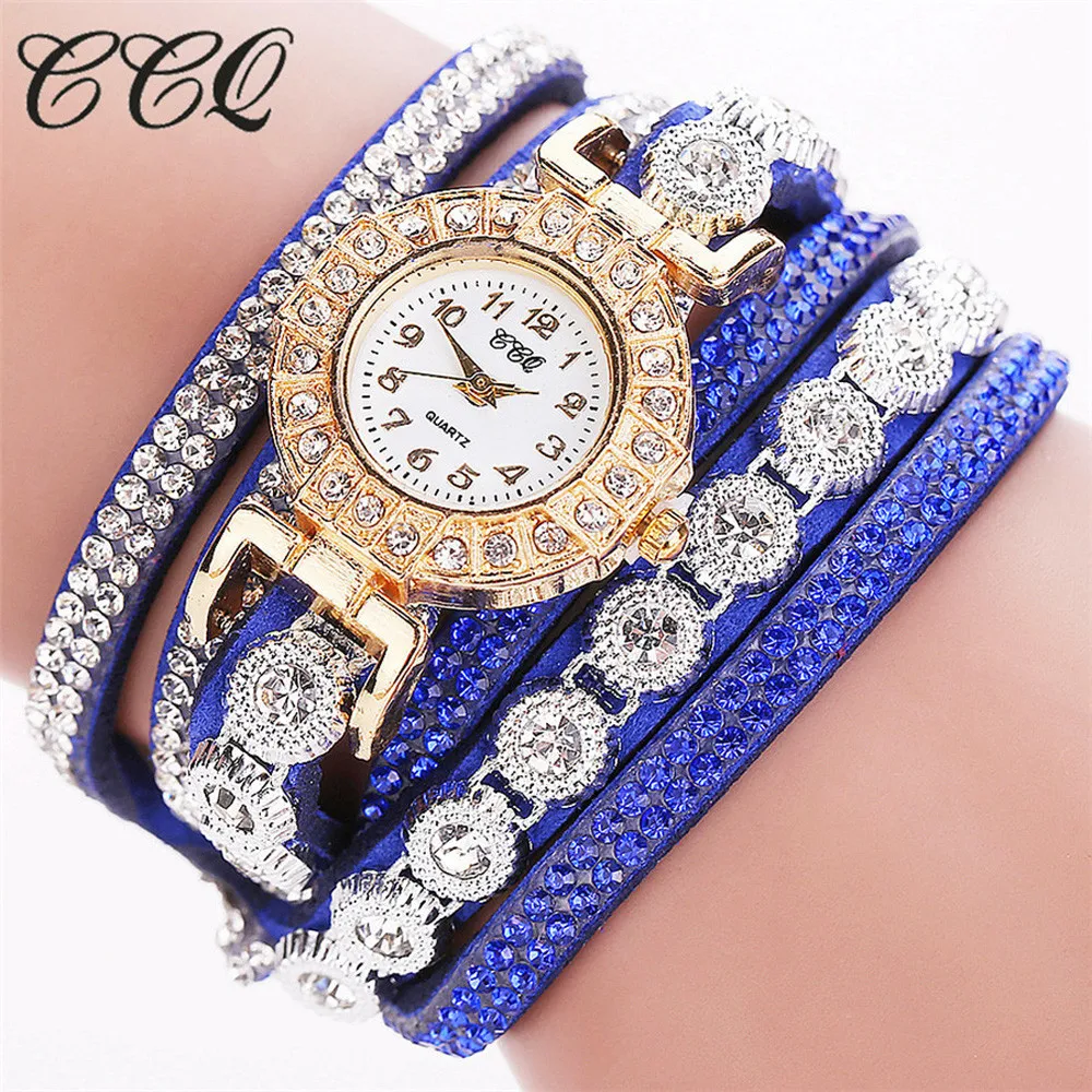 Reloj de pulsera de cuero con correa larga para mujer, Reloj de vestir con diamantes de imitación, esfera pequeña, moda femenina