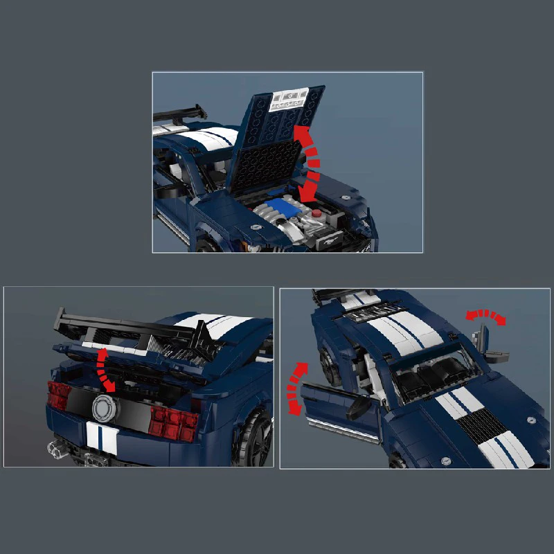 Technik Blue Retro Raceing Car Building Blocks Sport Seep Hypercar Assembly Brick Model Kit ToysAdult Kid Birthday Gift 980PCS