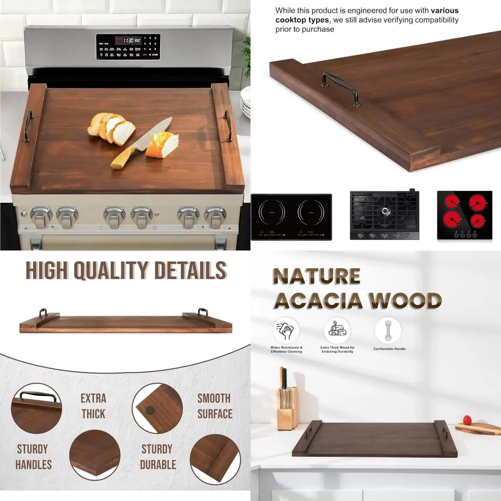 

acacia wood noodle board and brown kitchen counter stove cover for electric and gas stoves
