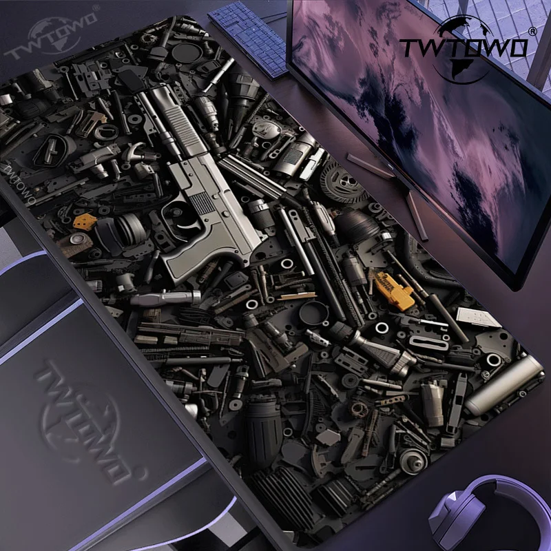 Mouse Pad Black Gun Gamer XL New Custom Home Mousepad XXL Carpet Office Non-Slip Soft Gaming laptop Desktop Mouse Pad