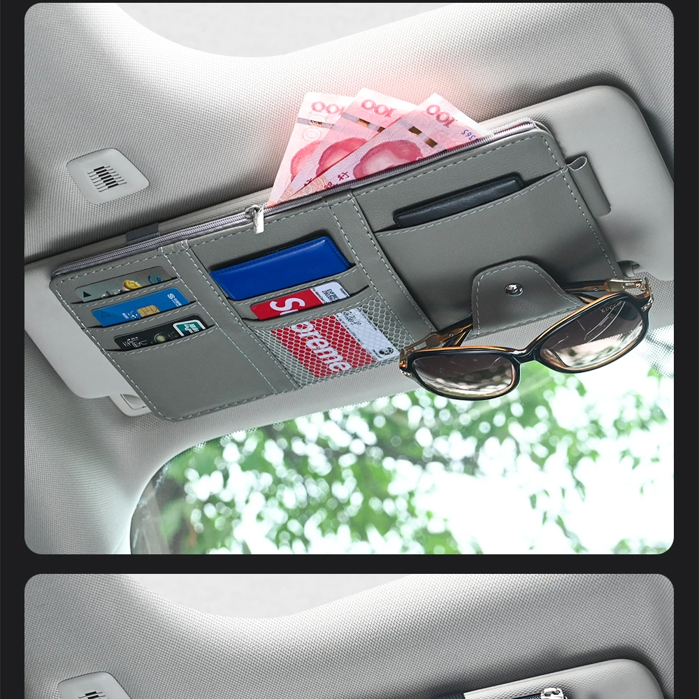 Auto Sonnenblende Bill Stift Visitenkarte Halter Organizer Lagerung Box Sonnenbrille Clip Verstauen Aufräumen Auto Zubehör – Detail 15