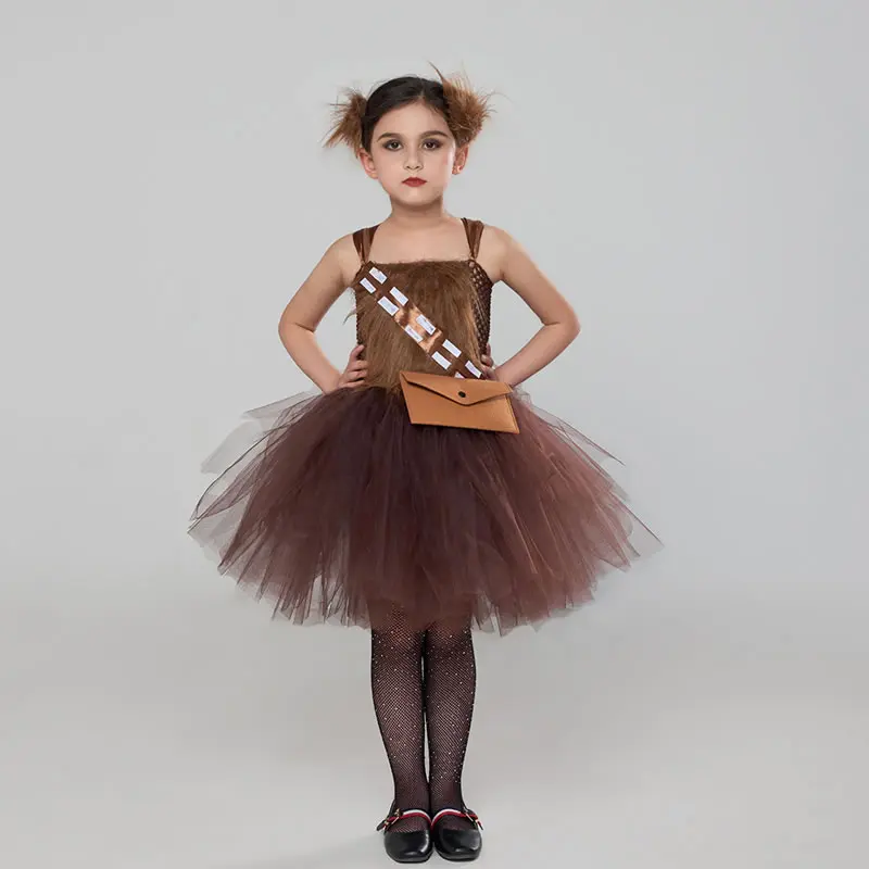 Halloween Costume For Teen Girl Plush TUTU Dress Carnival Native American Festive Kid Sling Up TUTU Lace Frock Clothes