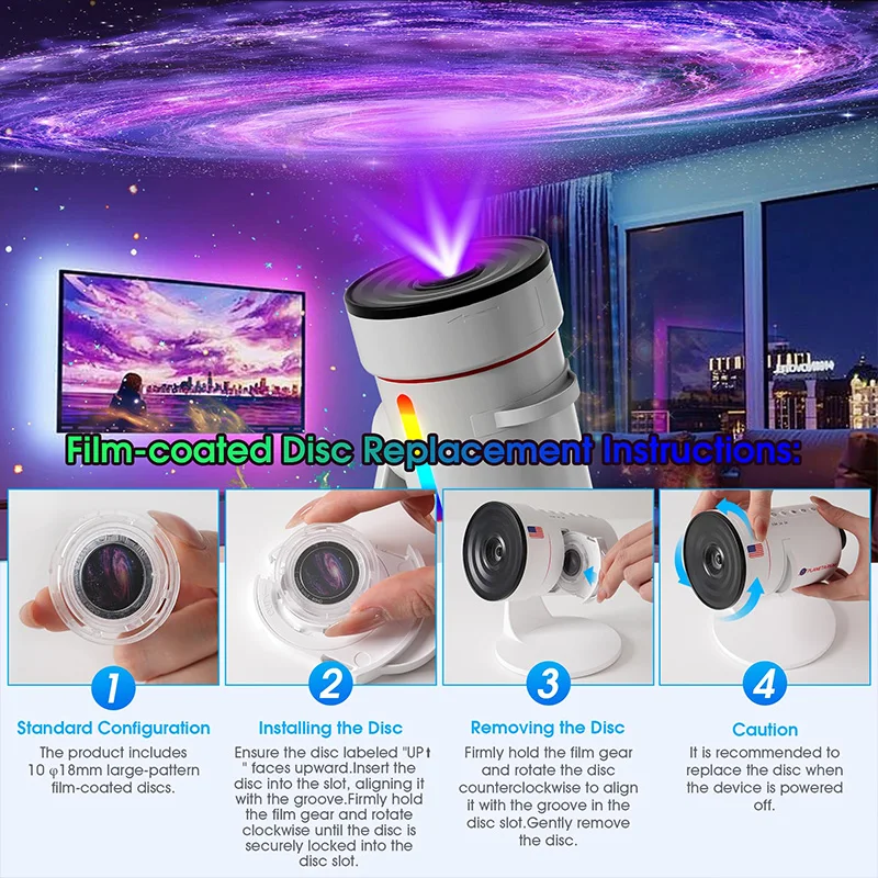Upgraded Galaxy Star Projector LED Night Light 4K HD 10 IN 1 Planetarium Projector 360° Rotation for Bedrooms Home Theaters Room