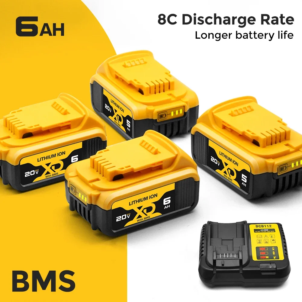 

Upgraded Replacement Battery for Dewalt 20V Batteries Lithium Max XR DCB200 DCB201 DCB203 DCB204 DCB206 Cordless Power Tools