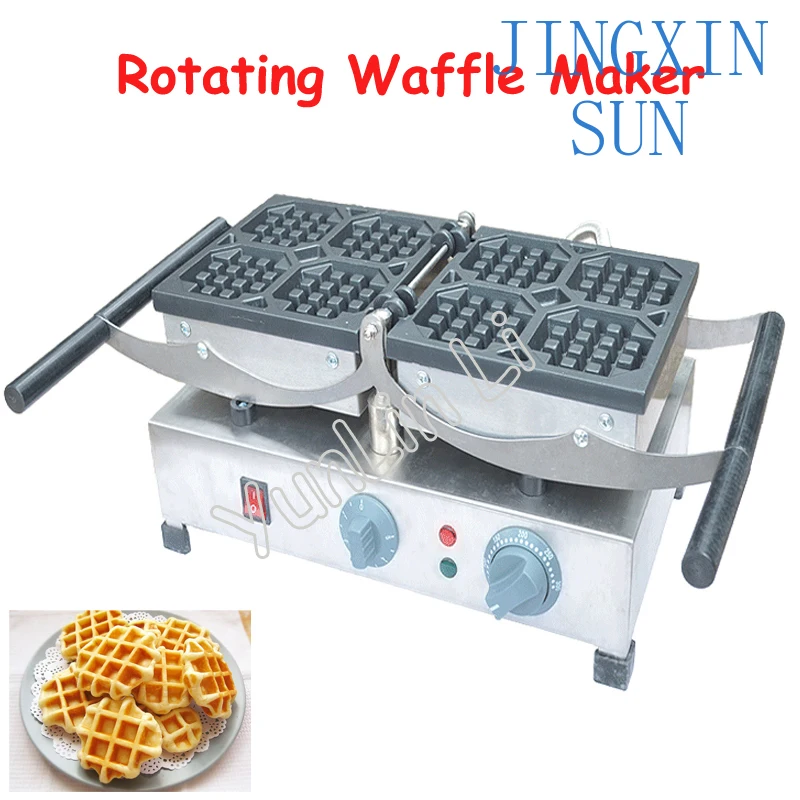 2025 New Rotating Waffle Maker with Small/Big Grid 220V Commercial Waffle Cake Making Machine