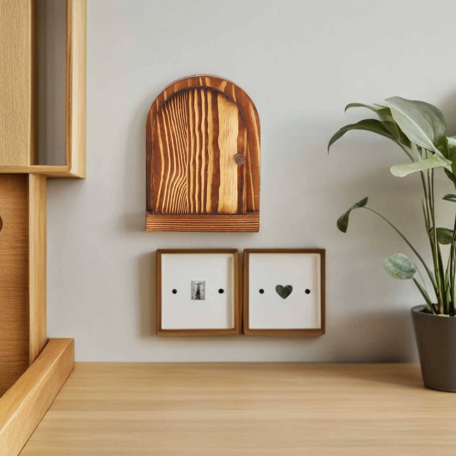 غطاء مفتاح باب الجنية الخشبية، غطاء حماية مفتاح الإضاءة المزخرف ذاتي اللصق لغرفة النوم والمطبخ والحمام