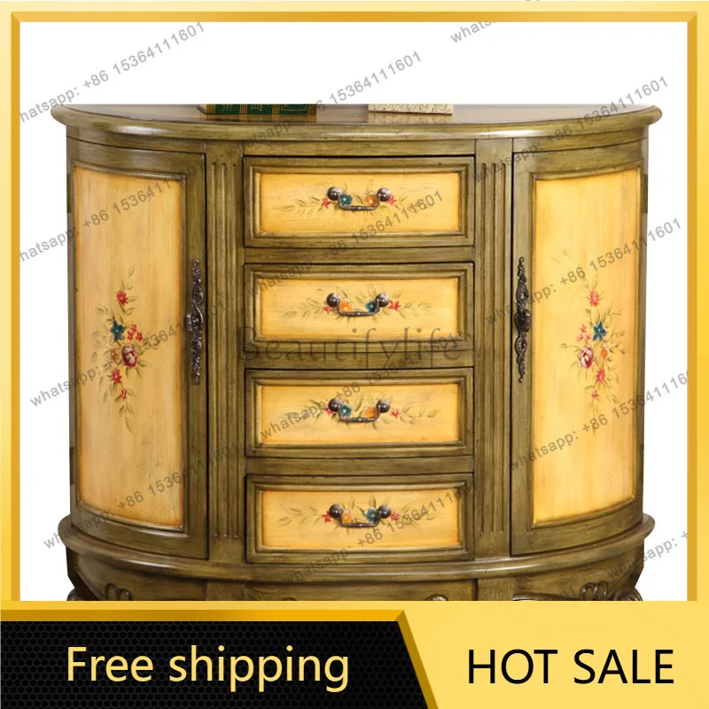 Zj. American Entrance Cabinet Foyer Aisle Corridor Table Vintage Painted Locker