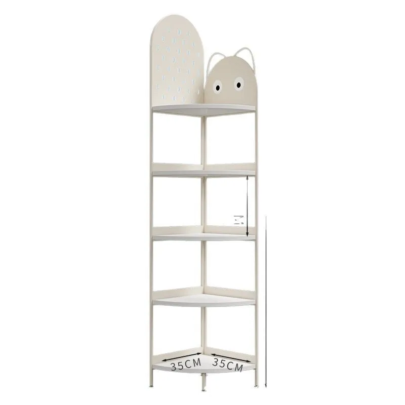 

Cream wind floor-to-ceiling corner rack, simple corner multi-layer triangular cabinet, wrought iron bookshelf