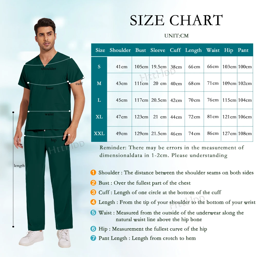 High Quality Medical Uniforms Mens Scrub Classic V-neck Short Sleeved Top Pants Set Hospital Uniform Wholesale Women Nurse Scrub