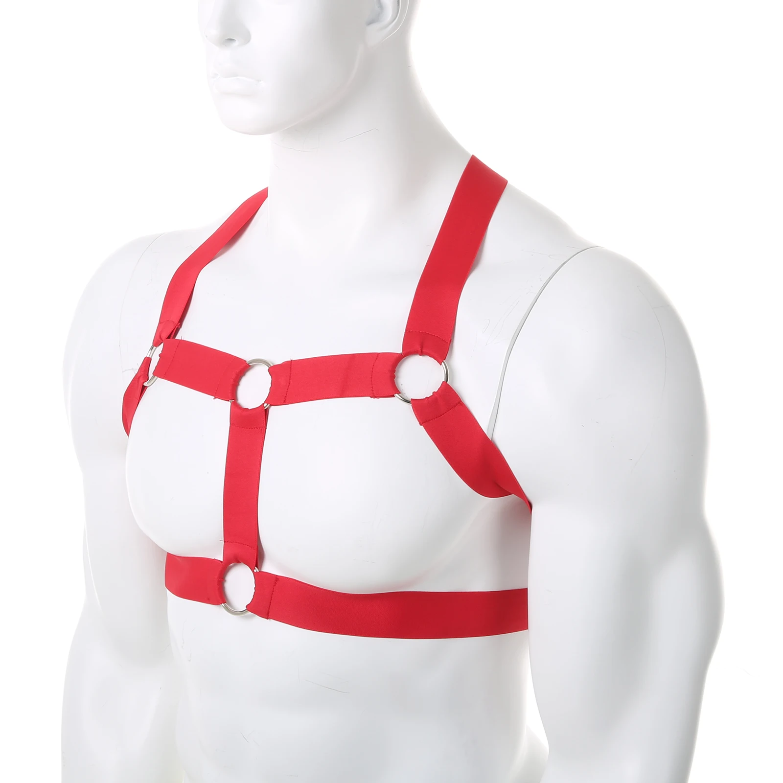 

Sexy Harness Men Strap Costume Sexy Shoulder Bondage Chest Lingerie Metal O-Ring Elastic Belt Erotic Hombre Hollow Clubwear