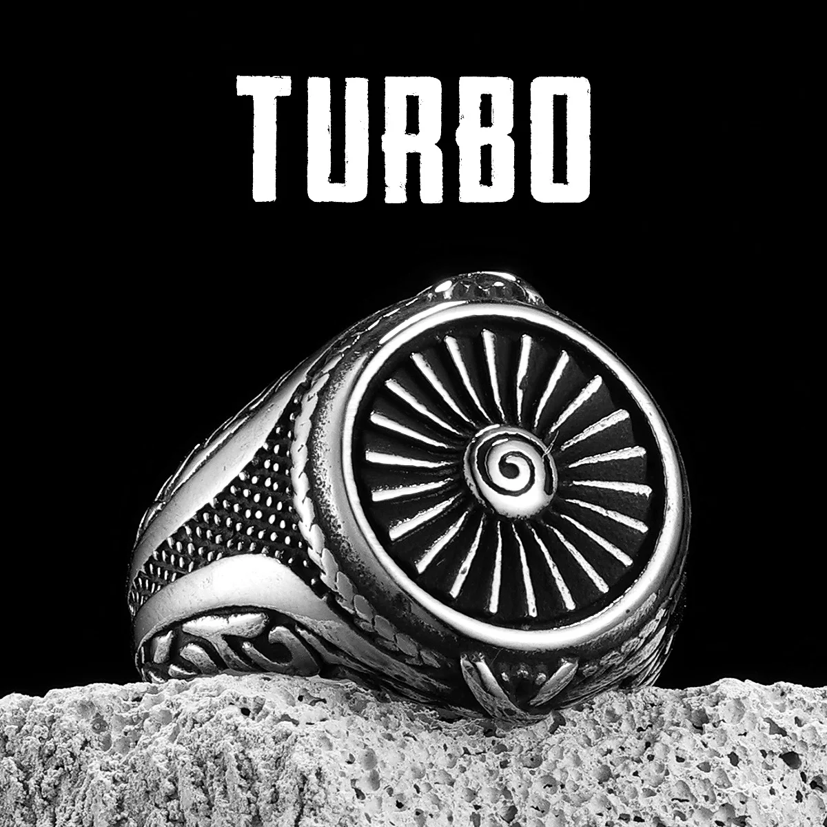 Racing Engine Turbo Men Rings Stainless Steel Women Jewelry Vintage Punk Rock Cool Stuff Fashion Accessories Gift Wholesale