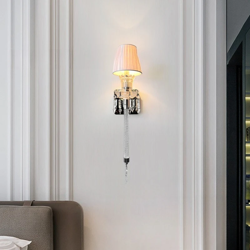 

French European court bedside wall lamp crystal wall lamp living room background corridor aisle decorative lamp