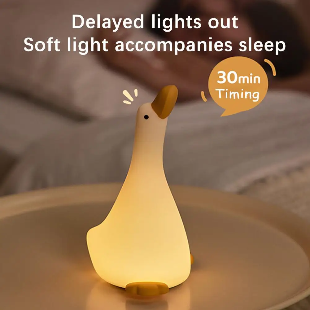 Desenhos animados Duck Shape Night Light, cor quente, silicone macio, ajustável, adequado para o berçário do bebê, U4a4