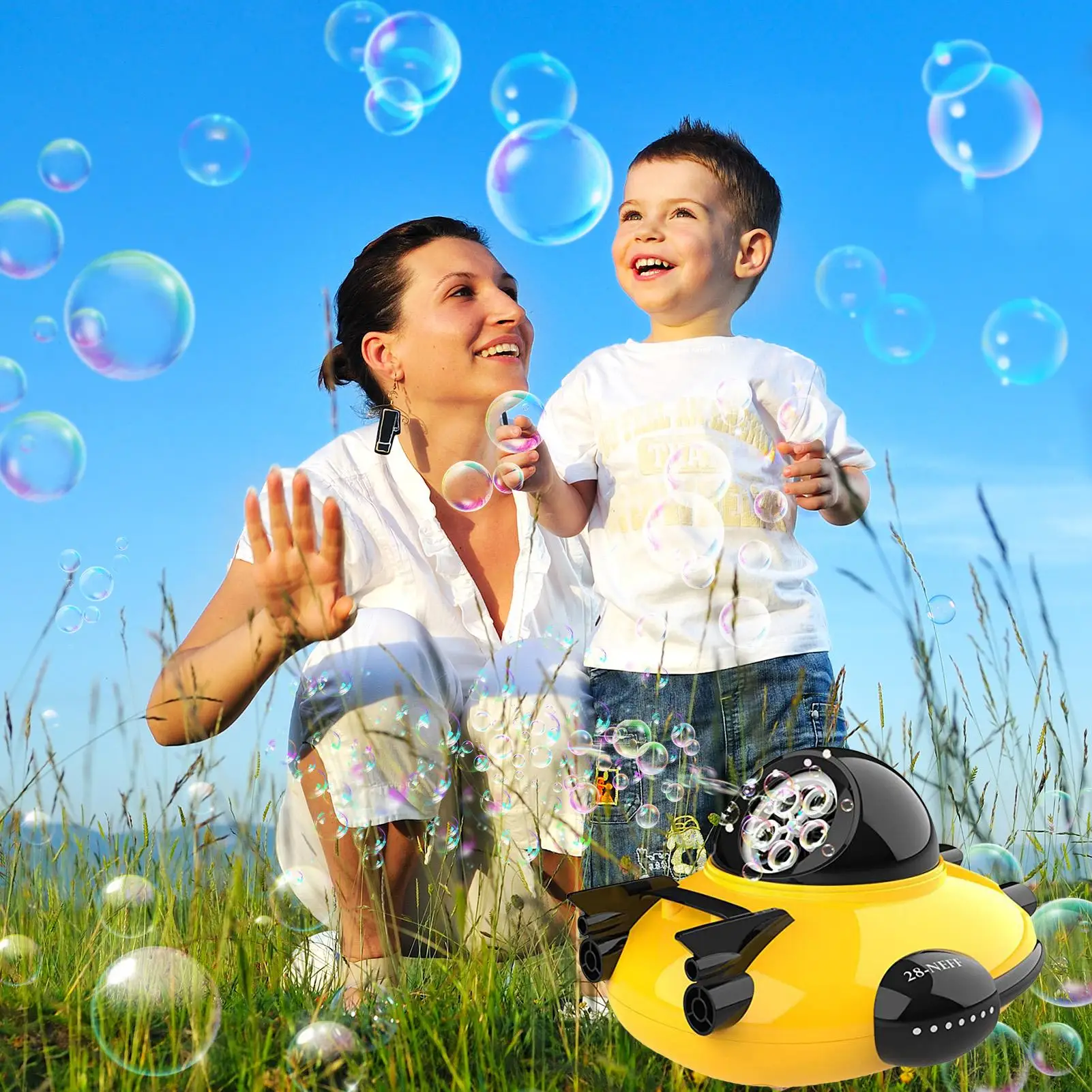 Automatic Bubble Maker Automatic Bubbles Blower Maker Outdoor Toys Battery Operated Summer Toy in Spaceship Shape for Wedding
