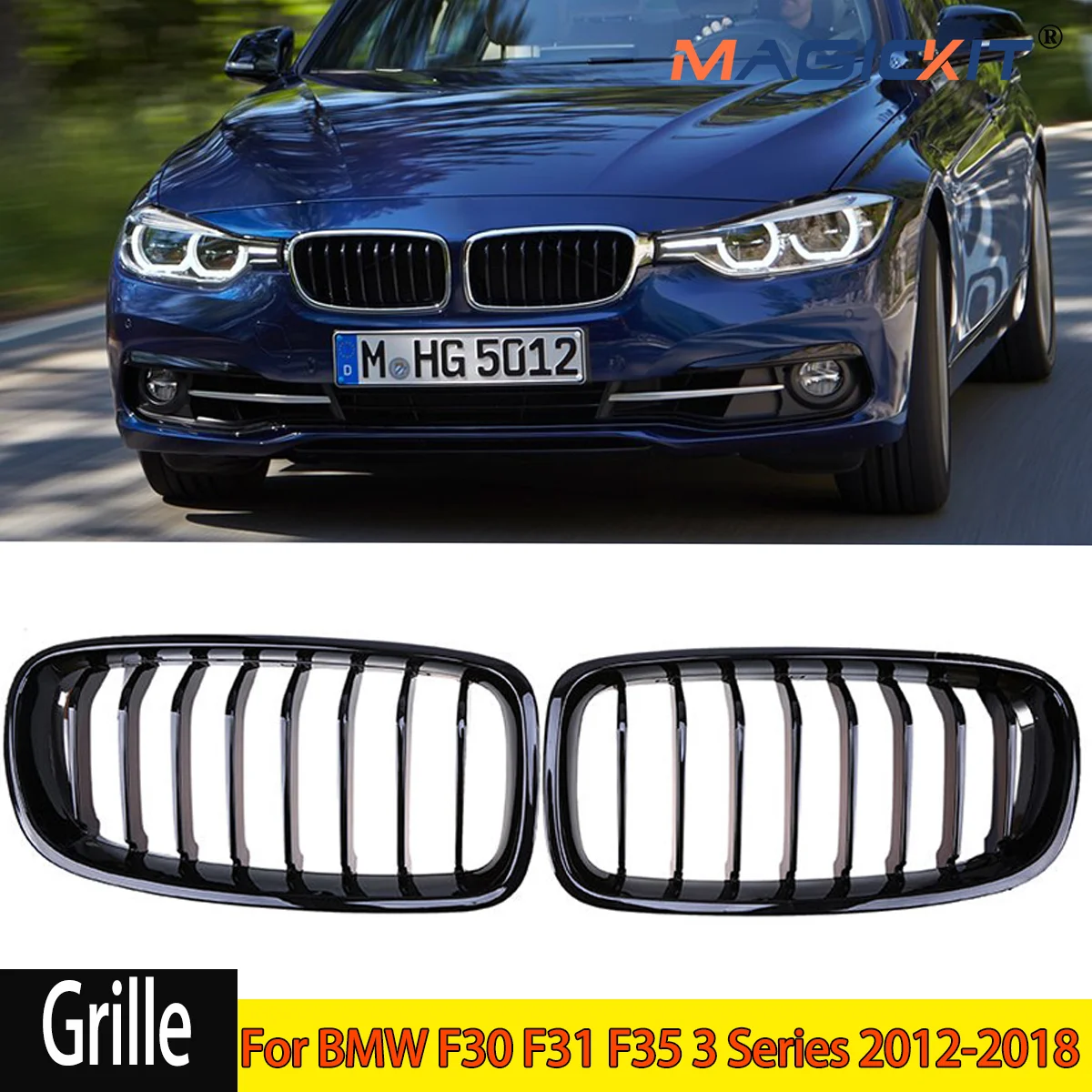 

Front Kidney Grille Fit For 12-2018 BMW F30 3-Series 320i 328i 330i Gloss Black CAR Accessories