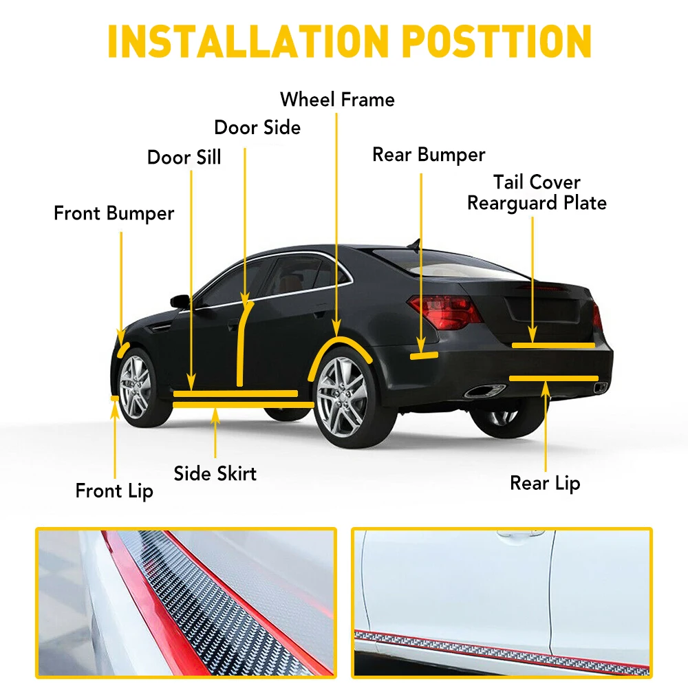 1 قطعة ملصق سيارة الوفير الحرس ملصق مائي لوحة الباب عتبة جرجر المضادة للخدش ألياف الكربون الأحمر اكسسوارات السيارات