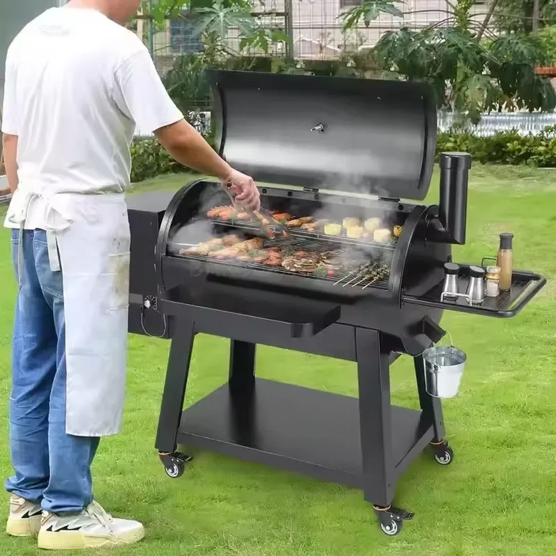 Large Outdoor Commercial Kitchen Cart BBQ Grill & Charcoal Smokeless for Backyard Parties Camping Outdoor Events