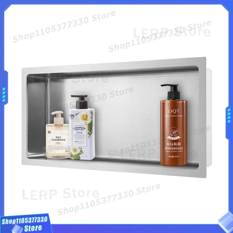 Custom Single Layer Brushed Honeycomb Bathroom Niche Rack Narrow Side Storage Shelf Primary Color Wall Mounted Organizer for