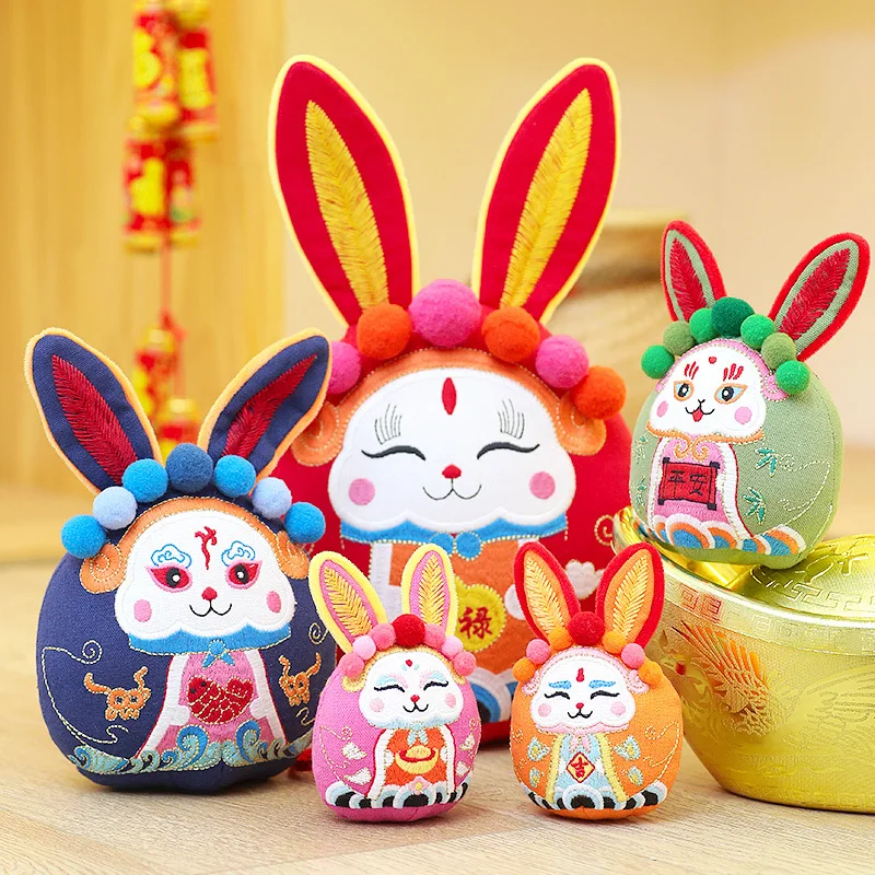 

2023 Chinese Zodiac Fortuna Rabbit New Year Tang Suit Cute Bunny Home Decor Stuffed Toy Kids Creative Ornament Special Gift 12cm