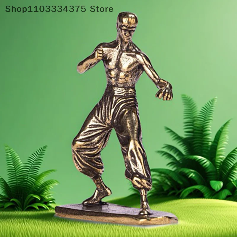 Brass Kung Fu Martial Artist Statue for Movie Themed Decor – Multi-Functional Room Decor and Indoor Scene Decoration