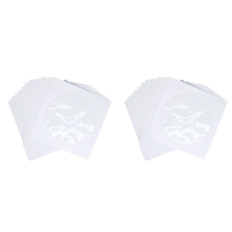 N75R-CD DVD Sleeves, DVD CD Media Paper Envelop Sleeves Holder With Clear Window Close Flap White, Pack Of 200