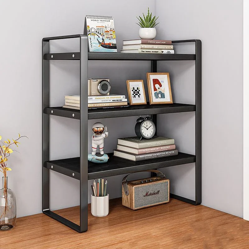 54cm Height Standing Type Student Desk with Desktop Storage Three Layer Bookshelf Office Computer Desk Layered Cabinet Rack