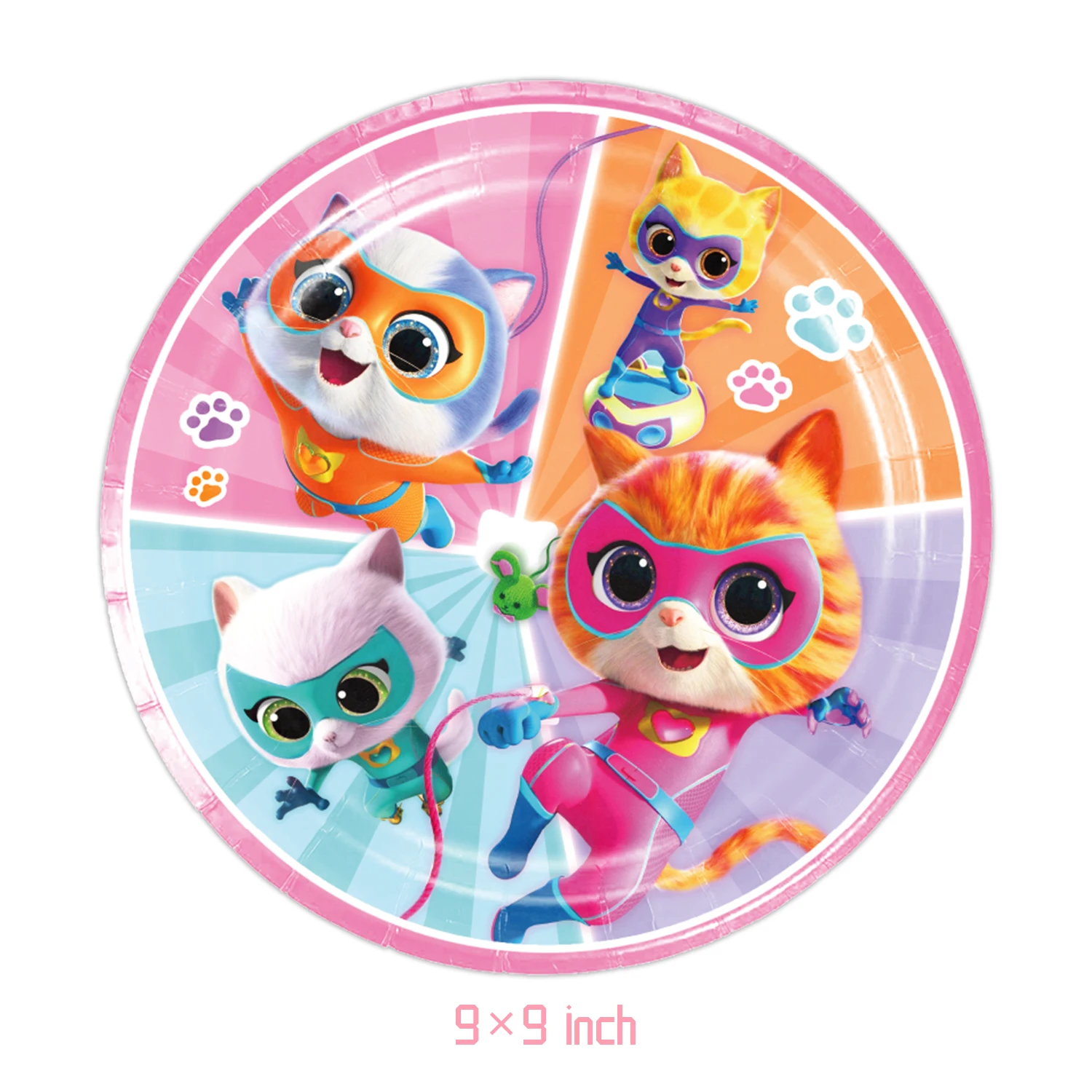 Cartoon Superkitties Geburtstagsparty-Dekorationen Niedliche Ballons Teller Banner Geschirrset für Babyparty-Geschenke Kindergeschenke – Detail 2