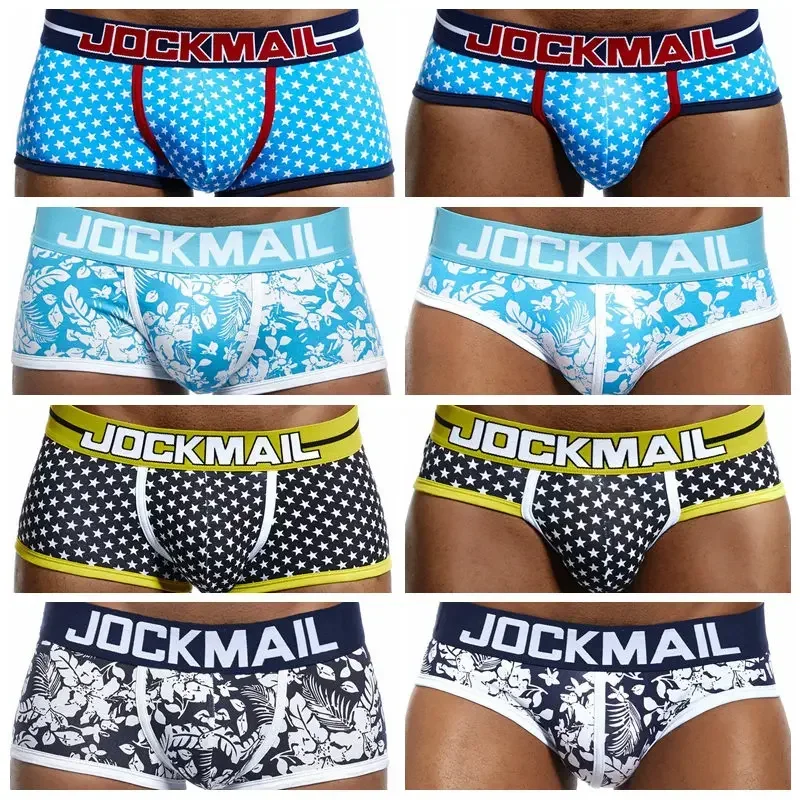 JOCKMAIL Cotton Men Underwear Fashion Printing Briefs Classic Low-waist Boxer Shorts Breathable Male Underpant Casual Trunks Gay