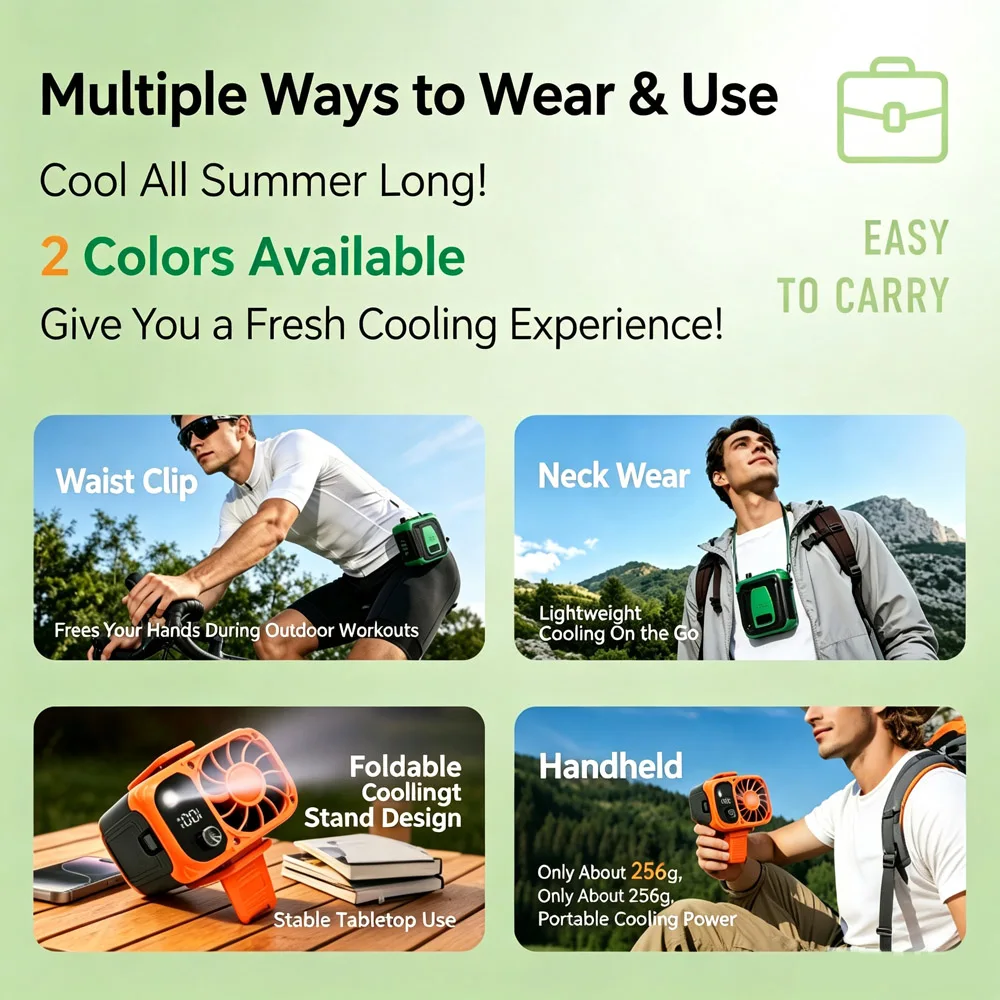 Waist-Mounted Outdoor Cooling Fan，Portable fan, long-lasting fan, clips onto pants or clothing, great gift idea, fan for workers