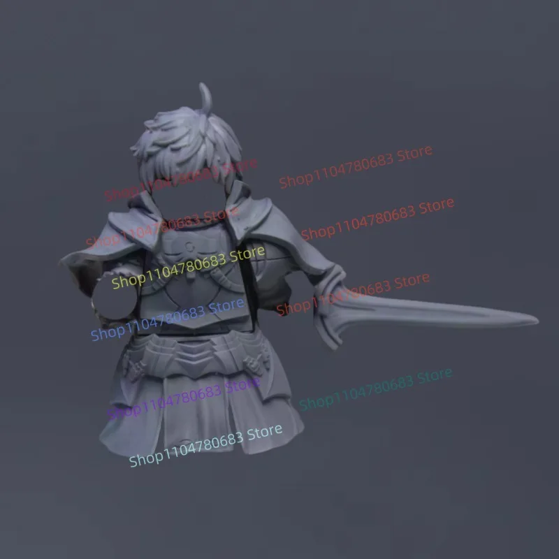 MOC Bouwstenen Middeleeuwse Blonde Warrior Mini Action Figure Assembly Model Display Beeldje Anime Cartoon Decoratief Speelgoed Cadeau