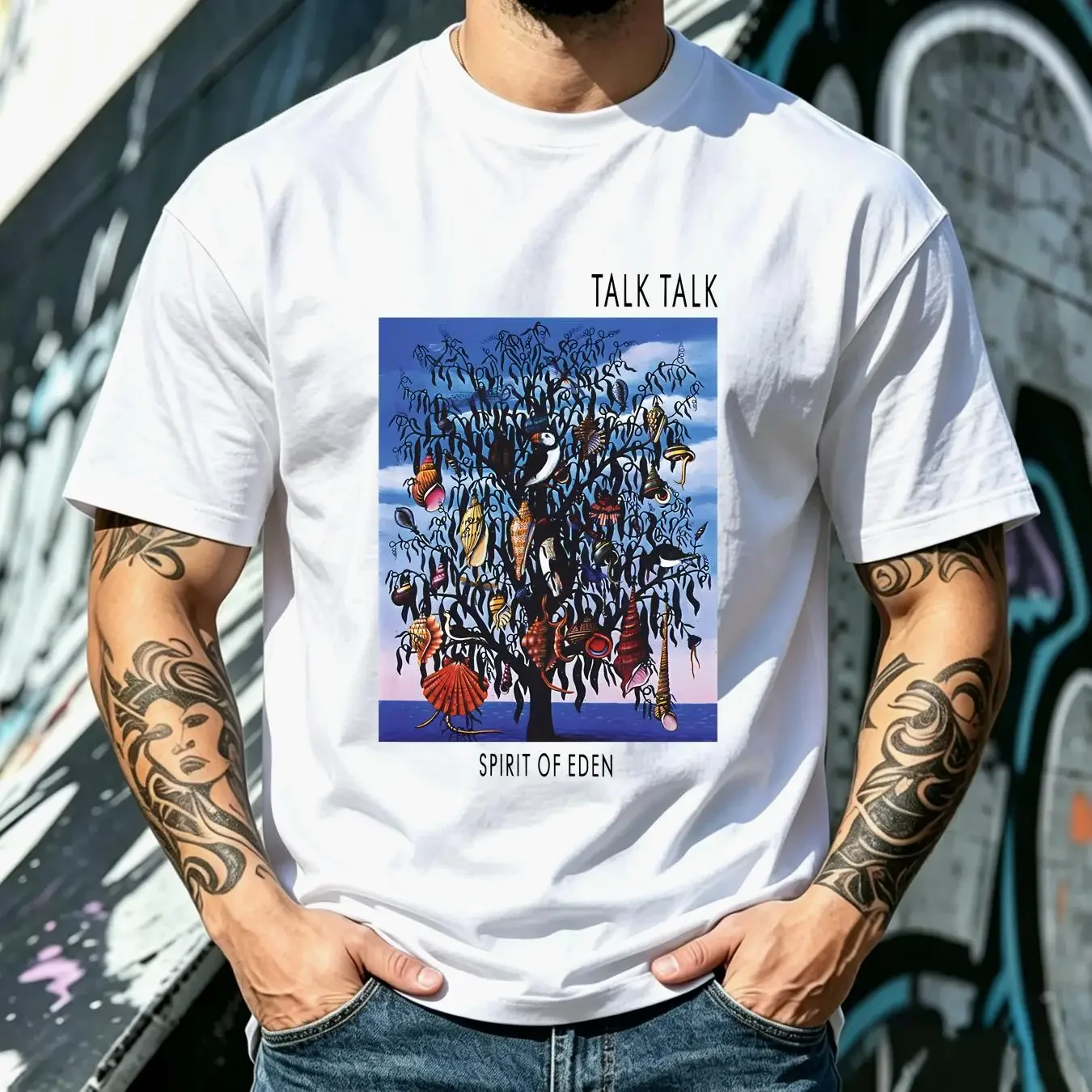 washed T Shirt TALK SPIRIT OF EDEN Heavy Cotton White All Size long or short sleeves vintage Washed fashion Soft Unisex