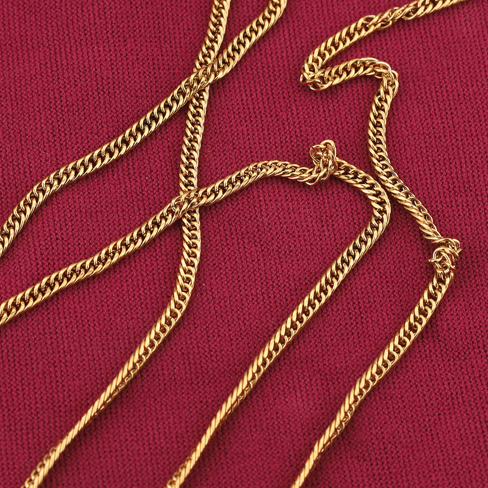 1 Meter Width 4mm Stainless Steel Plated Gold Chain NK  Waist Chain for Women Bracelet  Jewlery Making Supplies Wholesale Items